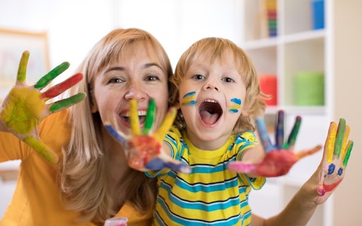 The experts at Romp n' Roll believe that edible finger paint is a great learning activity for kids.