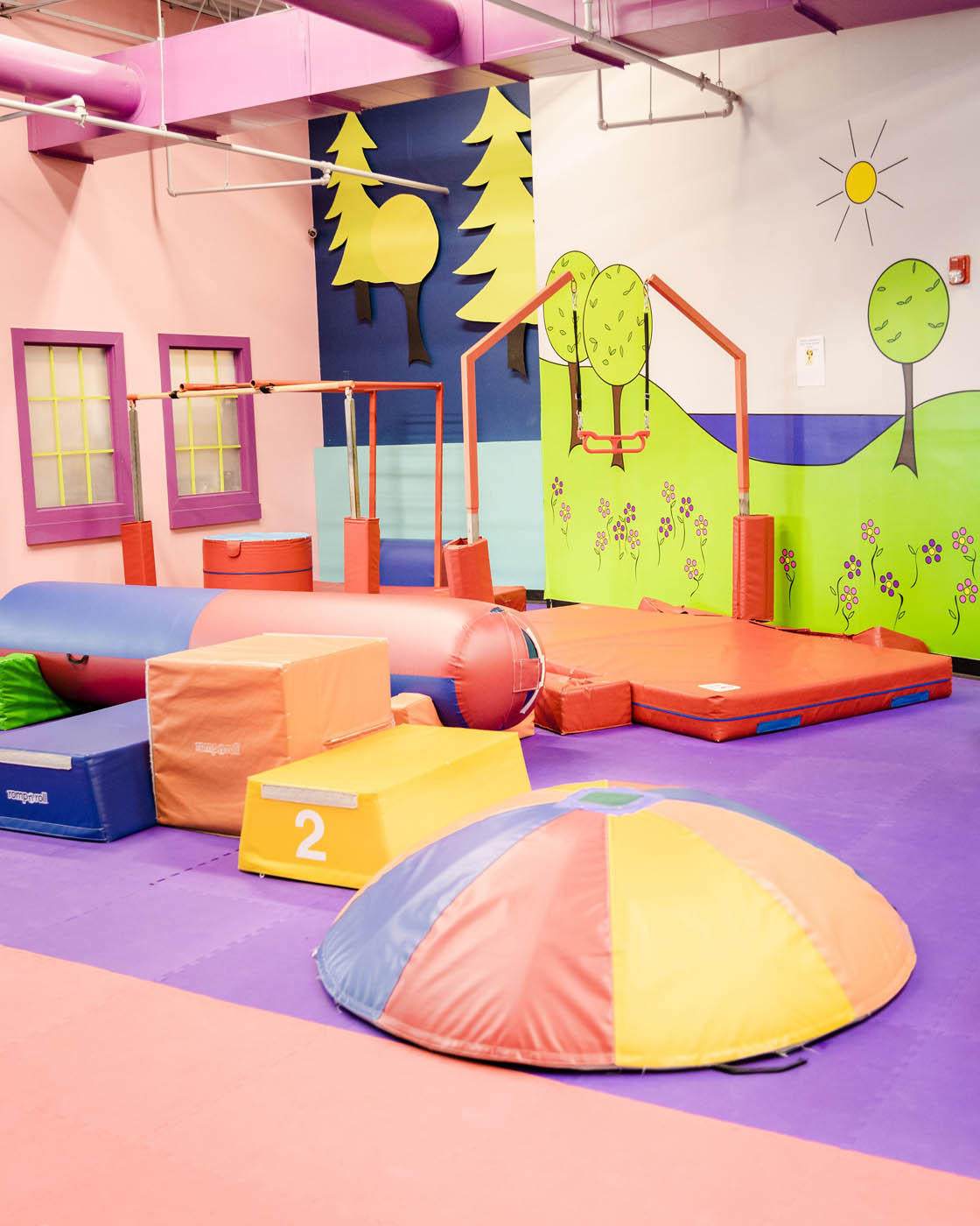 Inside Romp n' Roll's gym, the top place indoor kids activities.