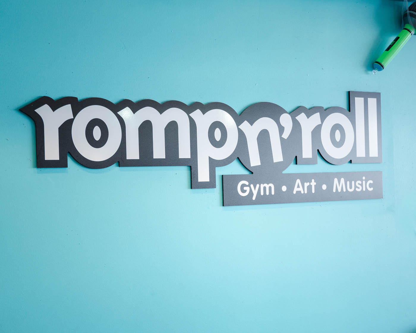 Romp n' Roll logo in one of our facilities.